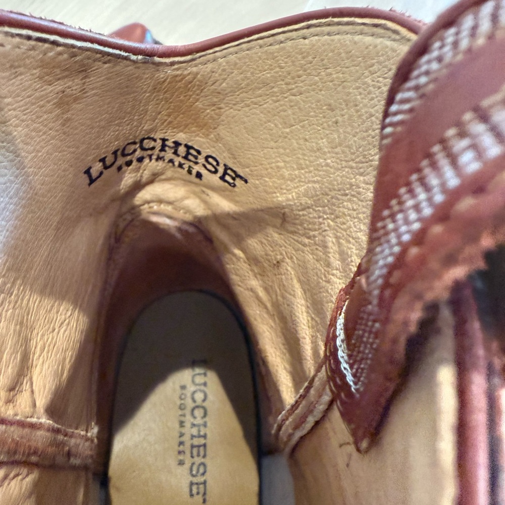 NWT Lucchese Tan Leather Cowboy Boots - Picture 3 of 6